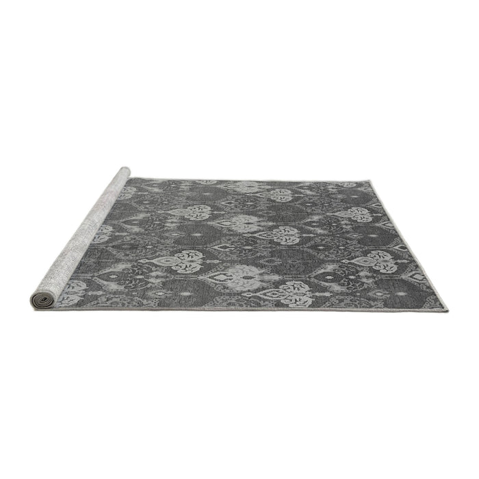 Sideview of Machine Washable Oriental Gray Industrial Rug, wshurb599gry