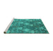 Sideview of Machine Washable Oriental Turquoise Industrial Area Rugs, wshurb599turq
