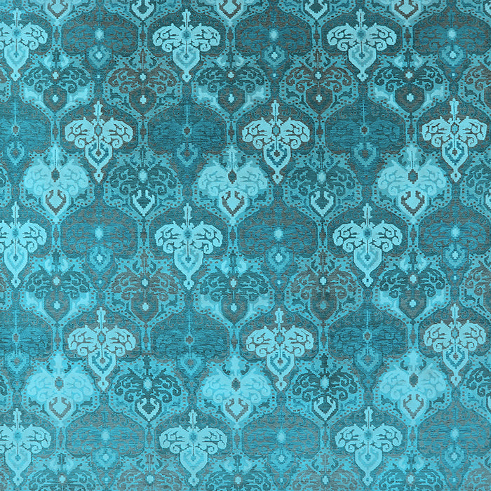 Square Machine Washable Oriental Light Blue Industrial Rug, wshurb599lblu