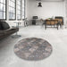 Round Machine Washable Industrial Modern Puce Purple Rug in a Office, wshurb599