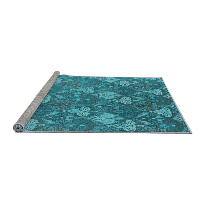 Sideview of Machine Washable Oriental Light Blue Industrial Rug, wshurb599lblu
