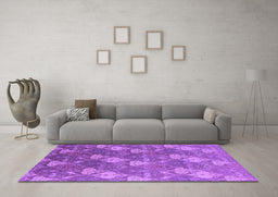 Machine Washable Oriental Purple Industrial Area Rugs in a Living Room, wshurb599pur