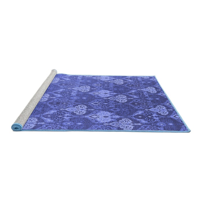 Sideview of Machine Washable Oriental Blue Industrial Rug, wshurb599blu