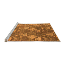 Sideview of Machine Washable Oriental Orange Industrial Area Rugs, wshurb599org