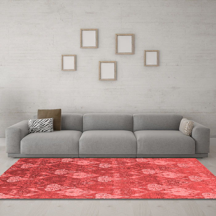 Industrial Red Washable Rugs