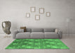 Machine Washable Oriental Emerald Green Industrial Area Rugs in a Living Room,, wshurb599emgrn