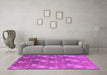 Machine Washable Oriental Pink Industrial Rug in a Living Room, wshurb599pnk