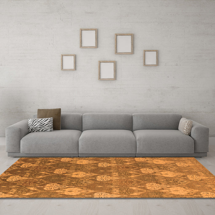 Machine Washable Oriental Orange Industrial Area Rugs in a Living Room, wshurb599org