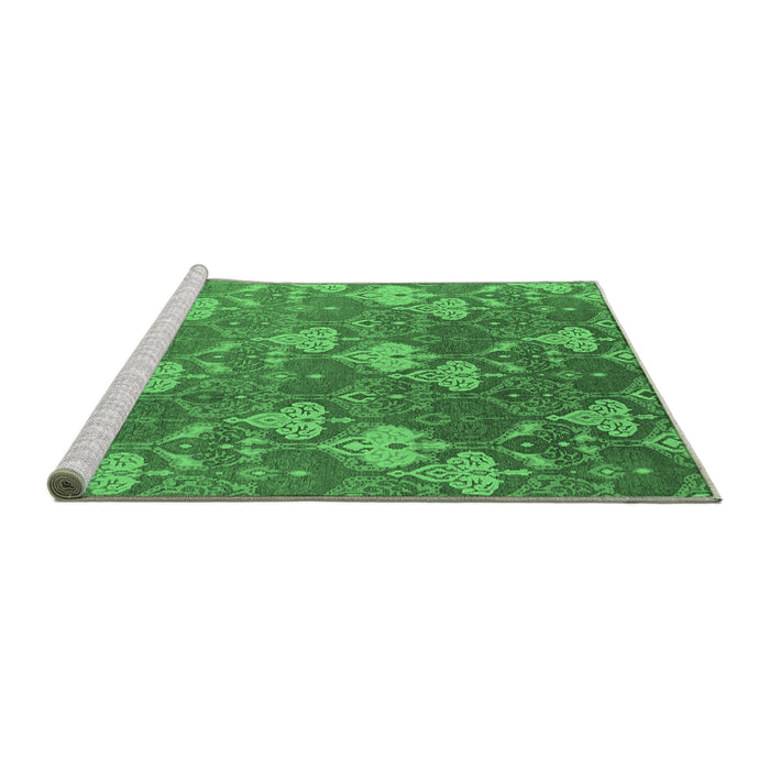 Sideview of Machine Washable Oriental Emerald Green Industrial Area Rugs, wshurb599emgrn