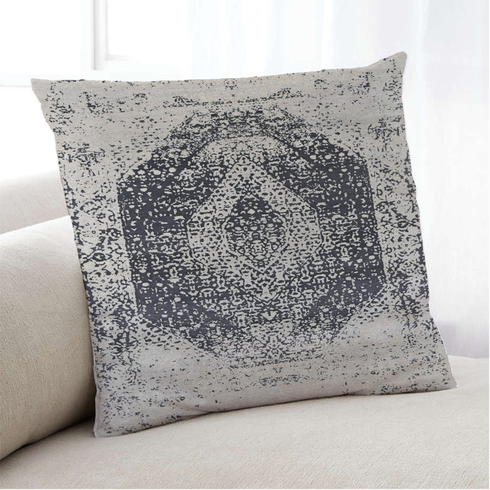 Lifestyle Image of Mid-Century Modern Urban Square Carbon Gray Throw Pillow, 18 inch by 18 inch, pwurb59