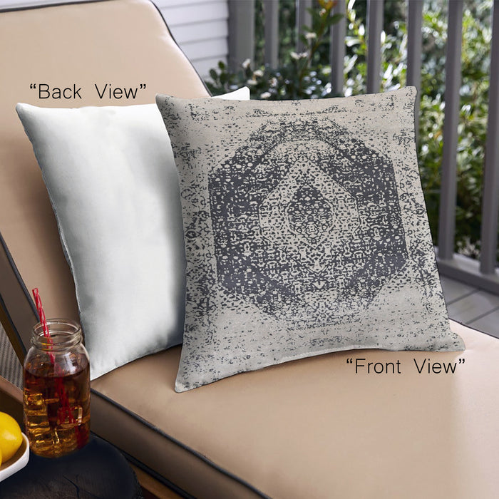 Front View of Mid-Century Modern Urban Square Carbon Gray Throw Pillow, 18 inch by 18 inch, pwurb59