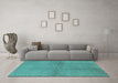 Machine Washable Solid Turquoise Modern Area Rugs in a Living Room,, wshurb600turq