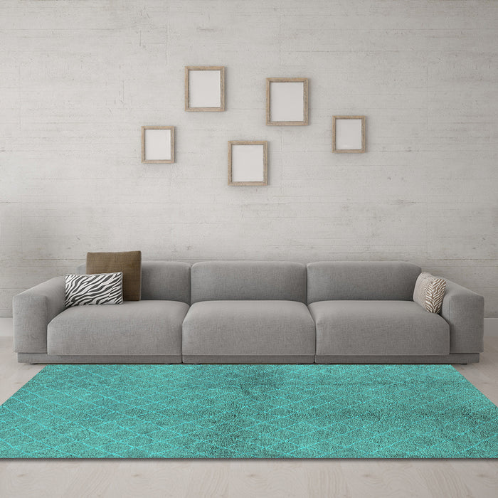 Machine Washable Solid Turquoise Modern Area Rugs in a Living Room,, wshurb600turq