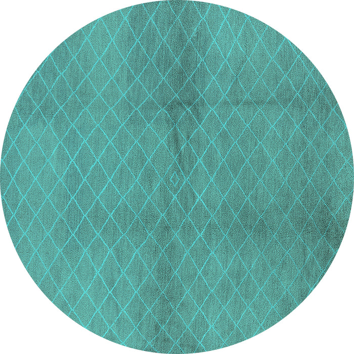 Round Machine Washable Solid Turquoise Modern Area Rugs, wshurb600turq