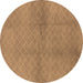 Round Machine Washable Solid Brown Modern Rug, wshurb600brn