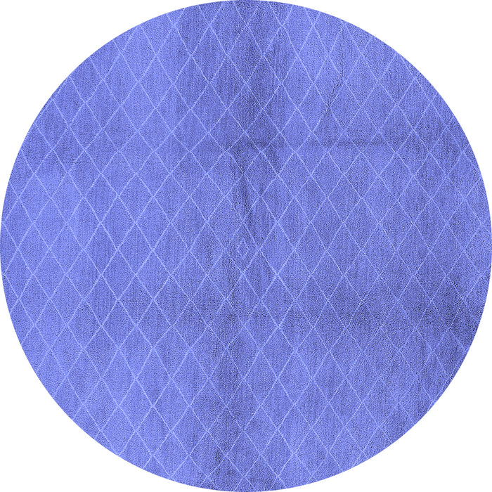 Round Machine Washable Solid Blue Modern Rug, wshurb600blu