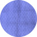 Round Machine Washable Solid Blue Modern Rug, wshurb600blu