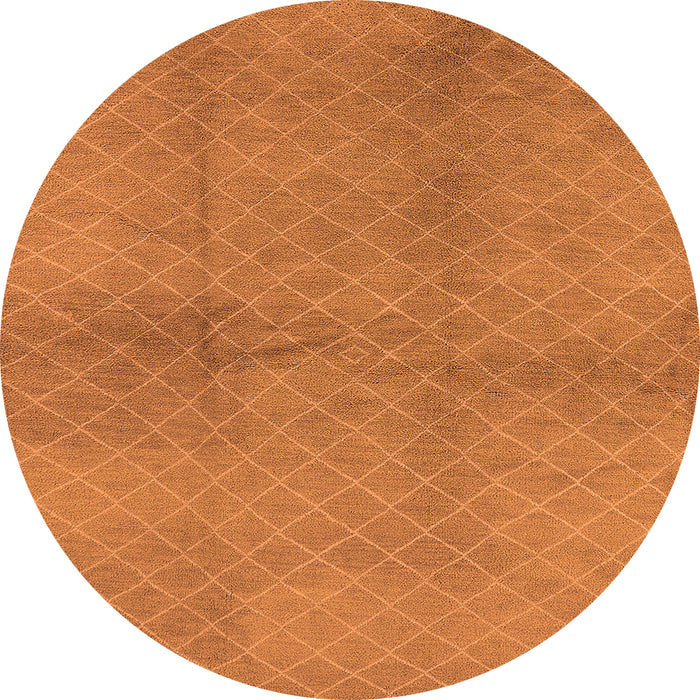 Round Machine Washable Solid Orange Modern Area Rugs, wshurb600org