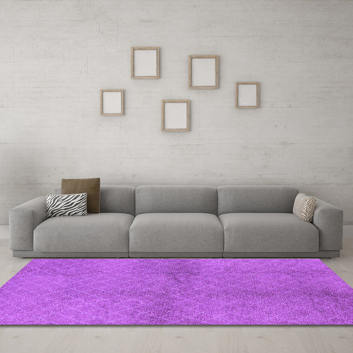 Machine Washable Solid Purple Modern Area Rugs in a Living Room, wshurb600pur