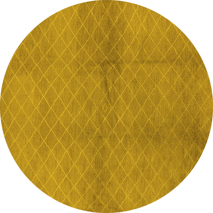 Round Machine Washable Solid Yellow Modern Rug, wshurb600yw