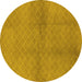 Round Machine Washable Solid Yellow Modern Rug, wshurb600yw