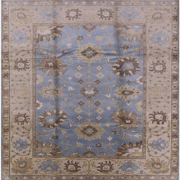 Square Mid-Century Modern Mauve Taupe Purple Oriental Rug, urb601