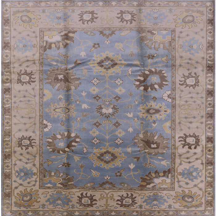 Square Mid-Century Modern Mauve Taupe Purple Oriental Rug, urb601