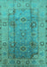 Machine Washable Oriental Turquoise Traditional Area Rugs, wshurb601turq
