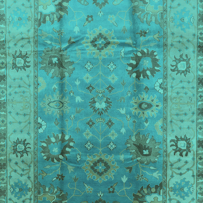 Machine Washable Oriental Turquoise Traditional Area Rugs, wshurb601turq
