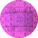 Round Machine Washable Oriental Pink Traditional Rug, wshurb601pnk