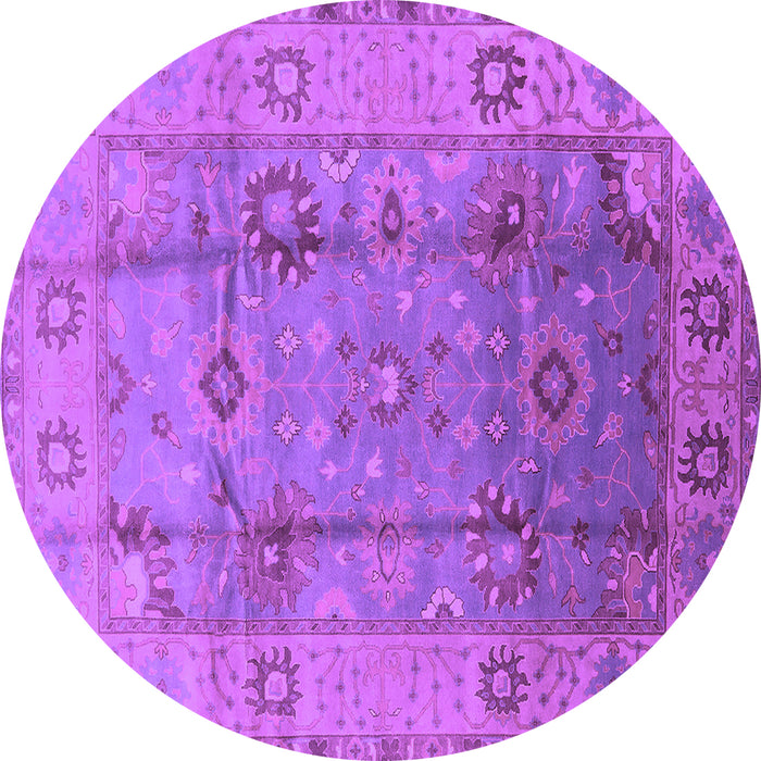Round Machine Washable Oriental Purple Traditional Area Rugs, wshurb601pur
