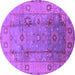 Round Machine Washable Oriental Purple Traditional Area Rugs, wshurb601pur