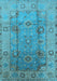 Machine Washable Oriental Light Blue Traditional Rug, wshurb601lblu