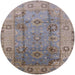 Round Mid-Century Modern Mauve Taupe Purple Oriental Rug, urb601