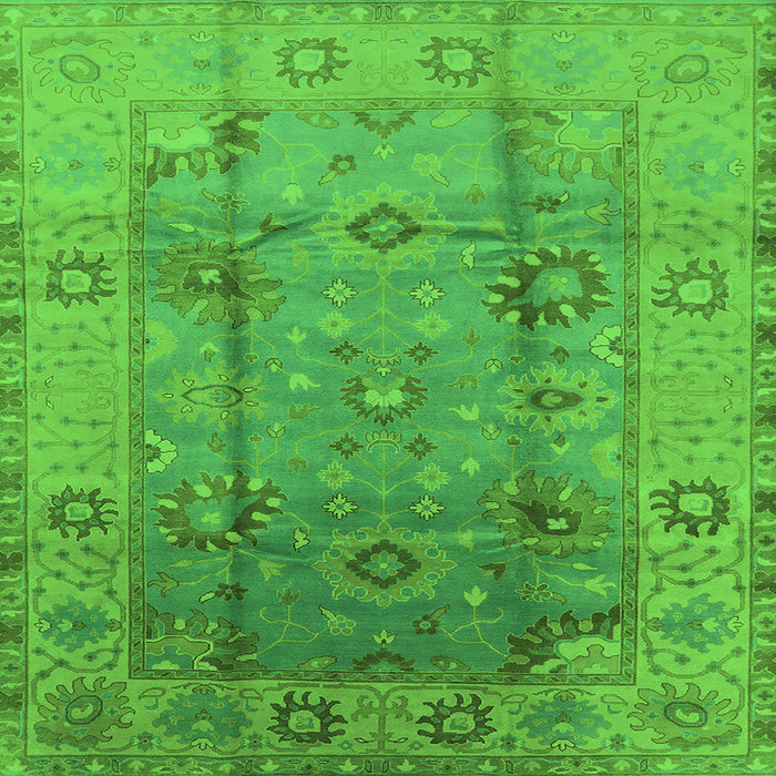 Square Machine Washable Oriental Green Traditional Area Rugs, wshurb601grn
