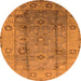 Round Oriental Orange Traditional Rug, urb601org