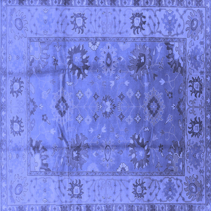 Square Machine Washable Oriental Blue Traditional Rug, wshurb601blu