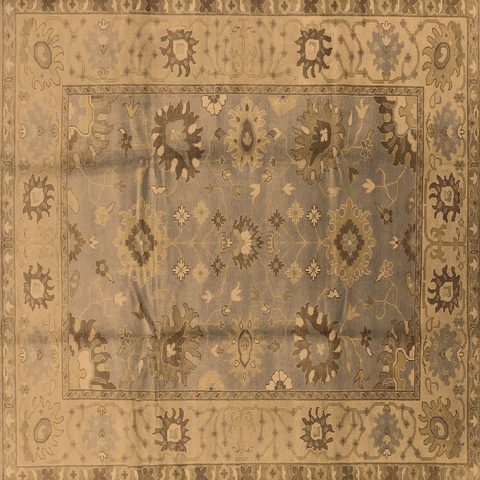 Square Machine Washable Oriental Brown Traditional Rug, wshurb601brn