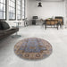 Round Machine Washable Industrial Modern Mauve Taupe Purple Rug in a Office, wshurb601