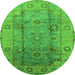 Round Oriental Green Traditional Rug, urb601grn