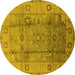 Round Oriental Yellow Traditional Rug, urb601yw