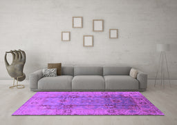 Machine Washable Oriental Purple Traditional Area Rugs in a Living Room, wshurb601pur