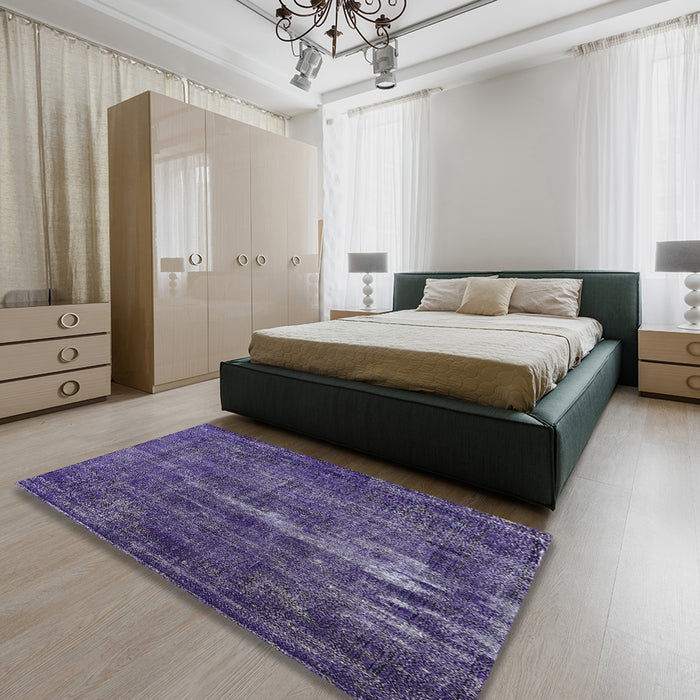 Mid-Century Modern Purple Persian Rug in a Bedroom, urb602