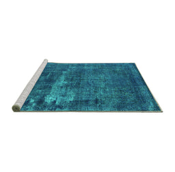 Sideview of Machine Washable Persian Turquoise Bohemian Area Rugs, wshurb602turq