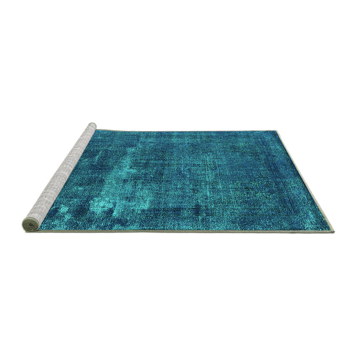 Sideview of Machine Washable Persian Turquoise Bohemian Area Rugs, wshurb602turq