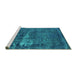 Sideview of Machine Washable Persian Turquoise Bohemian Area Rugs, wshurb602turq