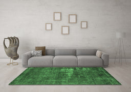 Machine Washable Persian Emerald Green Bohemian Area Rugs in a Living Room,, wshurb602emgrn