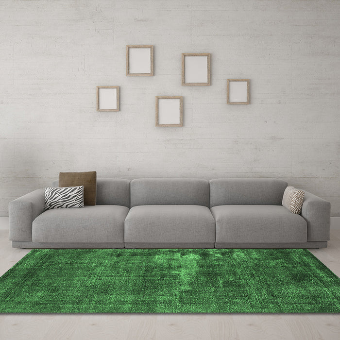 Machine Washable Persian Emerald Green Bohemian Area Rugs in a Living Room,, wshurb602emgrn