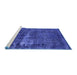 Sideview of Machine Washable Persian Blue Bohemian Rug, wshurb602blu