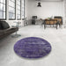 Round Mid-Century Modern Purple Persian Rug in a Office, urb602